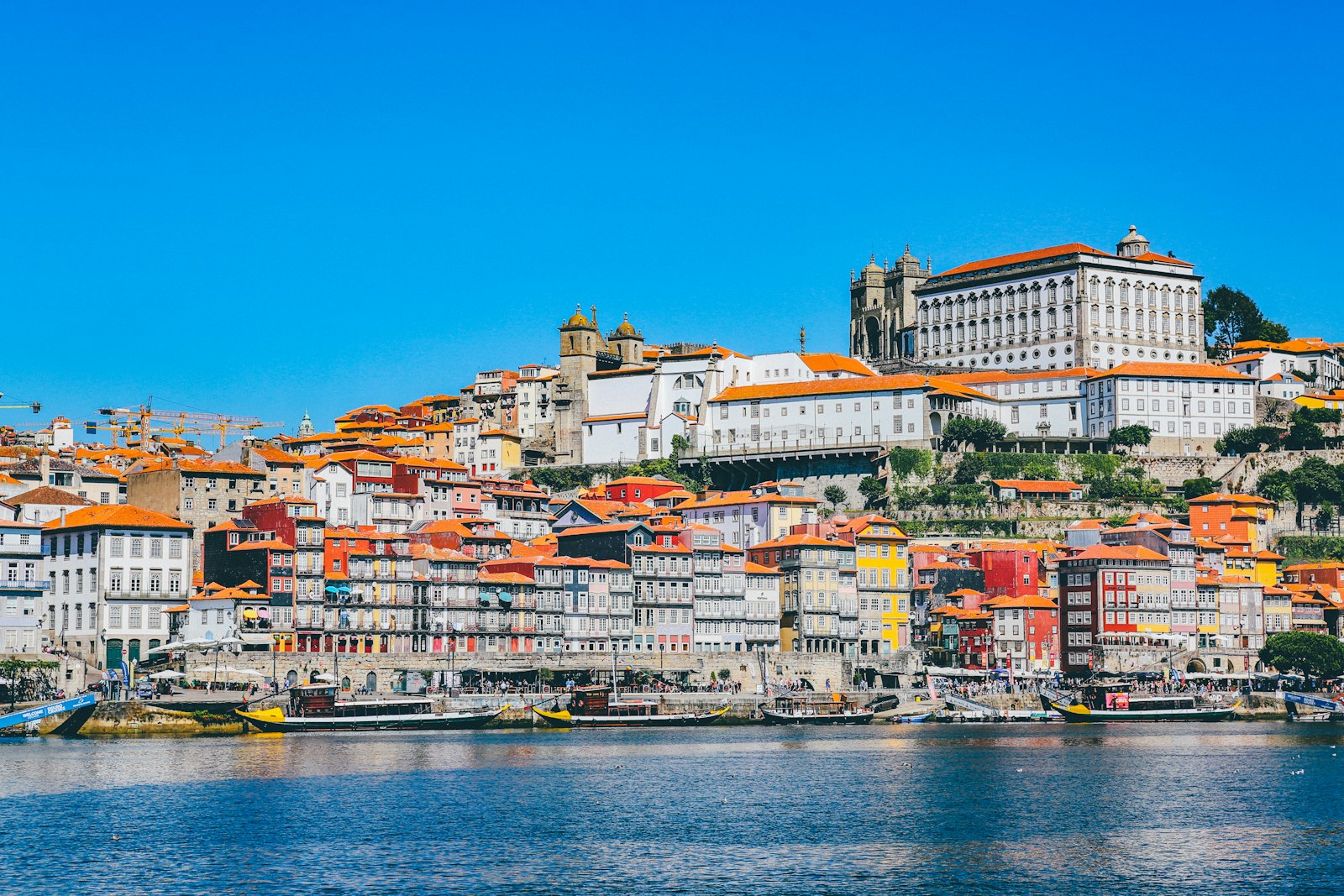 Granite buildings along the Douro riverfront in Porto